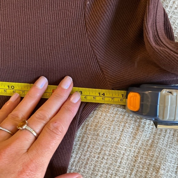 Helmut Lang Women’s Brown Ribbed Long Sleeve Cut Out Shirt Size L Stretch Top - Picture 2 of 3